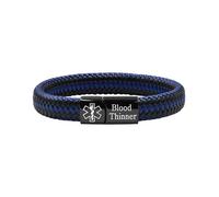 Oneress Bracciale Fluidificante del Sangue, Bracciale ID Scansionabile, Fascia d’Emergenza Alzheimer e Viaggi per Uomo e Donna YA5551-Nero & Blu Fluidificante del Sangue