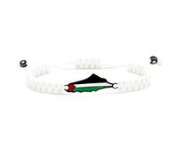 Oneress Bracciale palestinesecon perline a forma di mappa, ciondolo con corda elastica, regalo religioso cristiano per lei o per lui YA5882 Bianco-Nero