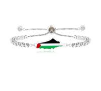 Oneress Bracciale tennis in acciaio inossidabile, tradizionale fatto a mano, braccialetti pakistani | braccialetto della forza della mappa della Palestina | Gioielli per la fede islamica |