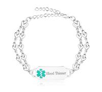 Oneress Bracciale White Blood Fluidificante, Elegante Gioiello di Allerta Medica, Acciaio Inossidabile con Incisione Personalizzata, Gioielli per Diabet YA5198