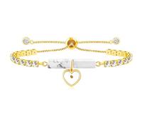 Oneress Braccialetti con semi di senape a forma di cuore, pietra naturale, rettangolari, perline regolabili, braccialetto tennis per matrimonio/compleanno/ballo di fine anno, incoraggiamento, gioielli