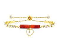 Oneress Braccialetti con semi di senape a forma di cuore, pietra naturale, rettangolari, perline regolabili, braccialetto tennis per matrimonio/compleanno/ballo di fine anno, incoraggiamento, gioielli