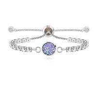 Oneress Bracciali Tennis Regolabili Viola, Bracciali Bolo Impilabili Con Zirconia Cubica Taglio Rotondo, Gioiello Elegante In Cristallo Per Donne SJY4356-Purple