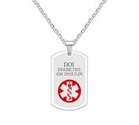Oneress Collana Allarme Medico DOI, Pendente Circolare Impermeabile In Acciaio Durevole Per Allergie O Identificazione Malattia YA5239 Bianco-DOI