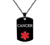 Oneress Collana Cancro ID, Tag In Acciaio Nero, Pendente “Malattia Invisibile” Per Assistenti & Donne YA5217 Black CANCER