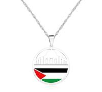 Oneress Collana Cupola Moschea Al-Aqsa, Pendente Fede Araba Placcato Platino, Gioielli Religiosi Islamici, Regalo Eid Ramadan per Famiglia Musulmana Y5137-Bianco