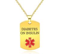 Oneress Collana Diabete, Pendente ID Salute Donne Placcato Oro, QR Allerta Chemioterapia YA5217 Gold DIABETES