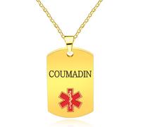 Oneress Collana medica in acciaio inox, con targhetta identificativa e QR Tag per anziani, donne, uomini, YA5217, No Blood Transfusion Tag For Women, Acciaio inossidabile, Nessuna pietra preziosa