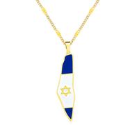 Oneress Collana Pendente Israel Placcato Oro, Gioiello Religioso Stella di Davide, Collana Spirituale Ebraica per Uomini e Donne Y5139-Oro