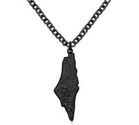 Oneress Pendente Islamico Medio Orientale, Collana Alfabeto Arabo in Acciaio Inossidabile, Gioielli Musulmani per Uomini e Donne, Regalo Culturale per Eid Ramadan Y5136-Nero