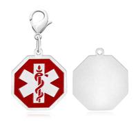 Oneress Portachiavi identificativo medico personalizzabile dell'etichetta dell'ottagono dell'acciaio inossidabile di Keychain dell'allarme medico inciso, Testo bianco-personalizzato, Medium