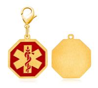 Oneress Portachiavi identificativo medico personalizzabile dell'etichetta dell'ottagono dell'acciaio inossidabile di Keychain dell'allarme medico inciso, Oro-testo personalizzato, Medium