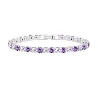 Oneress Romantico e affascinante bracciale in platino, scintillante multicolore zirconia bracciale tennis da donna, regalo per San Valentino e feste di compleanno YA5032, 19 cm, Ottone, Zirconia
