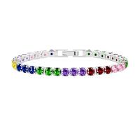 Oneress Romantico e affascinante bracciale in platino, scintillante multicolore zirconia bracciale tennis da donna, regalo per San Valentino e feste di compleanno YA5032, 17CM, Ottone, Zirconia cubica