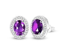 Oneress Splendidi orecchini con zirconi cubic, Design classico in CZ bianco, Gioielli eleganti da matrimonio per donne, Pronti per un regalo Y5119-Purple