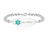 Oneress Squisiti braccialetti medici per donne e uomini, braccialetto medico personalizzato in acciaio inossidabile catena cubana, regalo di festa per moglie o marito, Medium, Acciaio inossidabile