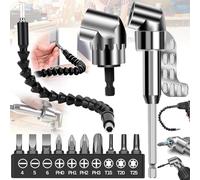 Oneroomone 13 Pezzi Trapano Mandrino Avvitatore Angolare Kit, 105 Gradi Cacciavite Angolo Retto, Flessibile Snodo per Avvitatore, 1/4 Pollici Accessori per Cacciaviti Angolo Multifunzionali,10 Trapano
