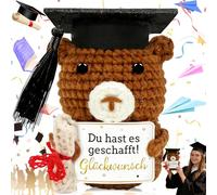 Oneroomone Pocket Hug Orso Fortunato Regalo per L'inizio Della Scuola, Pocket Hug Allegro Orso Creativo Lana a Maglia Bambola e Piccolo Abbraccio Portafortuna Festa Laurea Studio Regalo per L'inizio
