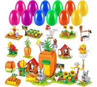 Oneser Kit da costruzione per uova di Pasqua, 12 pezzi, coniglio pasquale 12 in 1, set di blocchi da costruzione, mattoni pasquali, regalo per uova di Pasqua, riempitivi per cesti di Pasqua