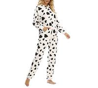 Onesie - Tuta da donna in peluche, con tutina monoblocco, in pile, soffice, oversize, comoda, tuta intera e calda, con chiusura lampo, bianco, L