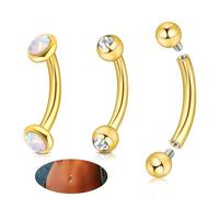ONESING 3-12 pezzi 14G ombelico anelli per ombelico da donna CZ opale piercing ombelico gioielli ombelico barbell in acciaio inox corpo ombelico gioielli, 14G-10mm, Acciaio inossidabile, Non pietra