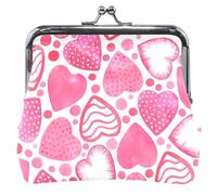 OneSize - Grazioso portamonete da donna con chiusura a fibbia, motivo: cuori rosa e bianco, con cuori rosa e bianchi, Cuori belli rosa e bianchi, Taglia unica, Classico