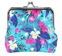 OneSize - Portamonete da donna in pelle con motivo floreale tropicale, blu, tropicale Bloom Blue, Tropical Bloom Blue, Taglia unica, Classico