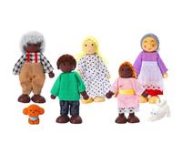 ONEST 7 pezzi casa delle bambole in legno famiglia set mini persone figure | Materiale in legno, scelta regalo, squisita fattura, azione familiare, famiglia nera, piedi mobili, famiglia di animali