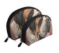 Onesto vecchio cane San Bernardo arte stampata, Borsa per trucco a conchiglia Portamonete da donna Borsa da toilette piccola Borsa per cosmetici 2 pezzi