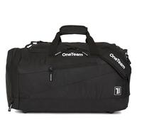 OneTeam Sebastiano, borsa sportiva da 84 l, 100% poliestere, scomparto per scarpe ventilato, tasca in rete elastica, scomparto per piccoli oggetti, tracolla rimovibile con imbottitura per spalle, Nero