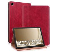 ONETHEFUL Cover per Samsung Galaxy Tab A9+/A9 Plus 2023 Custodia per Tablet in Pelle PU con Slot per Schede di Supporto, Flip Cover Samsung Galaxy Tab A9 Plus SM-X210/X215/X216 11 Pollici Rosso