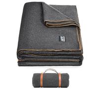 OneTigris Coperta di lana (80% lana), coperta da campeggio, da stadio, in lana calda, per esterni, per campeggio, viaggi e auto (grigio)