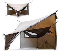 OneTigris COZSHACK - Tenda da campeggio per 2 - 4 persone, impermeabile, 2000 mm, antivento, grande con bastone da neve, per l'inverno, per l'amaca, per esterni, per l'auto, dimensioni ridotte