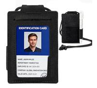 OneTigris Porta Badge RFID in Nylon 500D, Custodia Carte con Finestra Trasparente, Scomparti Sicuri, Portapenne e Cordino - per Ufficio, Lavoro ed EDC Quotidiano