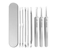 OneTreeTime 8 Pieces Pimple Tweezers Stainless Steel Blackhead Remover Set Comedone Squeezer Blackhead Tweezers Blackhead Remover Pimples for Removal of Blackheads on Nose and Face Unisex