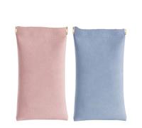 OneTreeTime Custodia for Occhiali da Sole, 2 Custodie for Occhiali Portatili Squeeze Top Custodie for Occhiali Morbide for Donna Uomo Custodia for Occhiali in Pelle PU con Panno for la Pulizia(Pink+bl