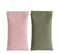OneTreeTime Custodia for Occhiali da Sole, 2 Custodie for Occhiali Portatili Squeeze Top Custodie for Occhiali Morbide for Donna Uomo Custodia for Occhiali in Pelle PU con Panno for la Pulizia(Pink+gr