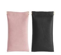 OneTreeTime Custodia for Occhiali da Sole, 2 Custodie for Occhiali Portatili Squeeze Top Custodie for Occhiali Morbide for Donna Uomo Custodia for Occhiali in Pelle PU con Panno for la Pulizia(Pink+bl