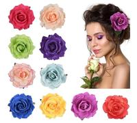 OneTreeTime Fermaglio per capelli a forma di fiore, 10 pezzi, multicolore, a forma di rosa, accessori per donne e ragazze, per feste, spiaggia, matrimoni
