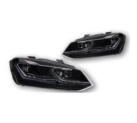 ONETREND Faro Anteriore Per VW Per Polo 2011-2018 Fari Anteriori A LED Fari Angel Eye Accessori Per Auto Gruppo Fari Anteriori(LHD,Silver headlight)