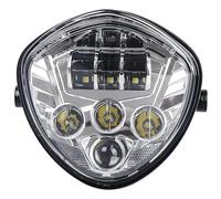 ONETREND Motociclo Faro Per Kawasaki Per Suzuki - Faro Anteriore Universale Per Moto A LED Da 50 W Con Staffa Di Fissaggio E Fascio Luminoso DRL H/L Gruppo Faro Moto Fari(1x Chrome)