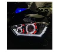 ONETREND Motociclo Faro Per YZF-R25 Per YZF-R3 2013-2018 Faro Anteriore Demon Angel Eye HID Proiettore Per Moto Gruppo Faro Moto Fari(Red white)