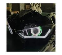 ONETREND Motociclo Faro Per YZF-R25 Per YZF-R3 2013-2018 Faro Anteriore Demon Angel Eye HID Proiettore Per Moto Gruppo Faro Moto Fari(Green white)