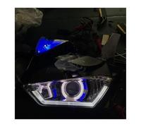 ONETREND Motociclo Faro Per YZF-R25 Per YZF-R3 2013-2018 Faro Anteriore Demon Angel Eye HID Proiettore Per Moto Gruppo Faro Moto Fari(Blue white)