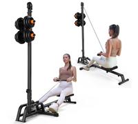 ONETWOFIT Vogatore pieghevole e LAT Pull Down Machine 2 in 1 multifunzione compatto per casa, cavo a filo basso, fitness con panca piatta (nero-1)