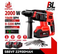 ONEVAN 2000W Brushless Martello Elettrico Trapano Multifunzionale Rotante Cordless Ricaricabile Utensili Elettrici Per Makita 18V Batteria Spille