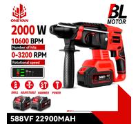 ONEVAN 2000W Martello elettrico senza spazzole Multifunzione Cordless Martello rotante Trapano a percussione Utensile elettrico per Makita 18V Batteria Pin Without Battery