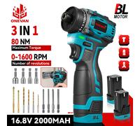 ONEVAN 21 + 2 Cacciavite elettrico senza spazzole Mini 3IN1 Cacciavite a batteria Trapano elettrico Strumento di riparazione per la perforazione del legno domestico