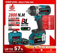ONEVAN 2800N.M Chiave a percussione elettrica senza spazzole 1/2 pollici Cordless Chiave dinamometrica Cacciavite Utensile elettrico per Makita 18V Batteria Pin