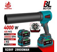 ONEVAN 4000W Brushless Elettrico Turbo Ventilatore Jet Fan 400M/S 300000RPM Soffiatore di Foglie Polvere Strumento di Soffiaggio Per Makita 18V Batteria Spille Without battery